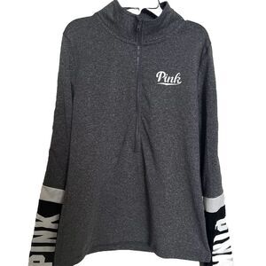 PINK Victoria's Secret Ultimate Gray Half-Zip Pullover Athletic Pullover Small